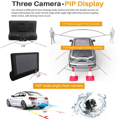 Car Dash Cam Front and Inside Video Recorder Rear Camera Dual Dash Cam with 4 inch Reverse Full Screen Driving Recorder DVR HD 1080P Night Vision Parking Mode Seamless Recording.