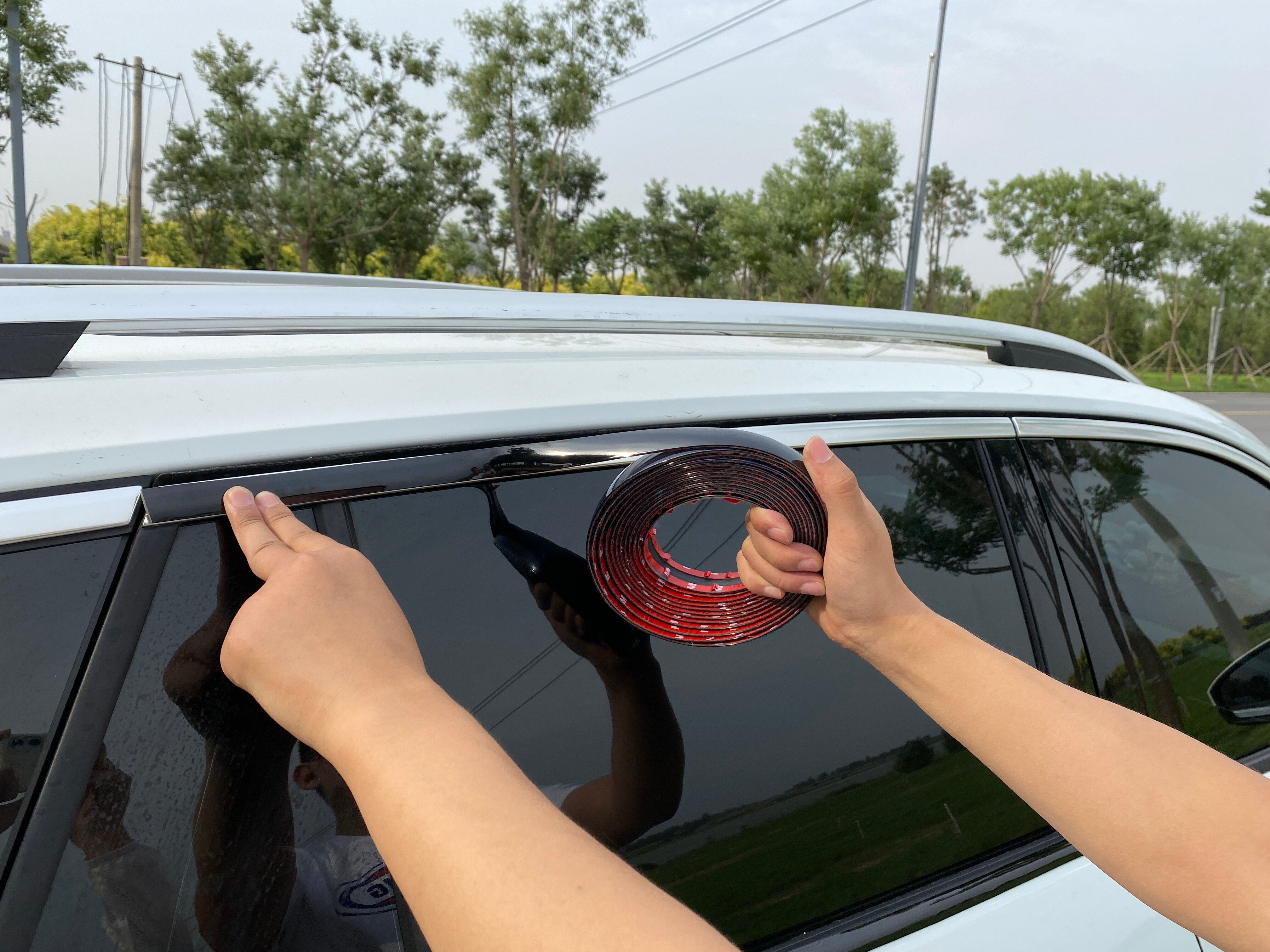 6M Bright Black Chrome-Plated Silver-Plated Car Window Trim Strips Thick PVC Material Prevent The Body Auto Accessories