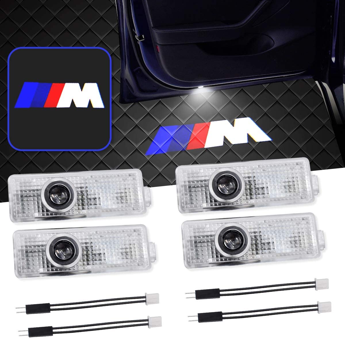 4PCS Car Door Light M Welcome Light Courtesy Lamp Replacement