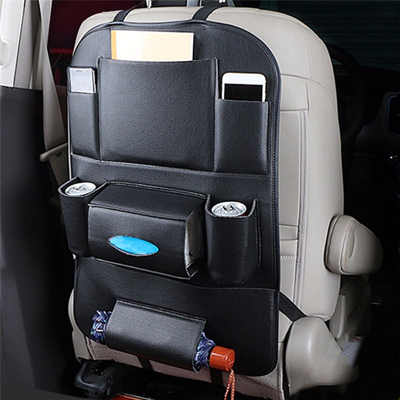 Car Seat  Back Organizer Car Storage Bag Travel Box Multi-pocket PU Leather Backseat Hanger Auto Accessories Interior Stowing