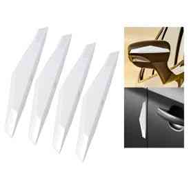 4 Pack Car Door Edge Guards Universal Car Door Edge Protector Sticker High Rebound TPU, Voice Screaming Remind Anti-Collision Strips for Car Door Handle, Rearview Mirror (White)