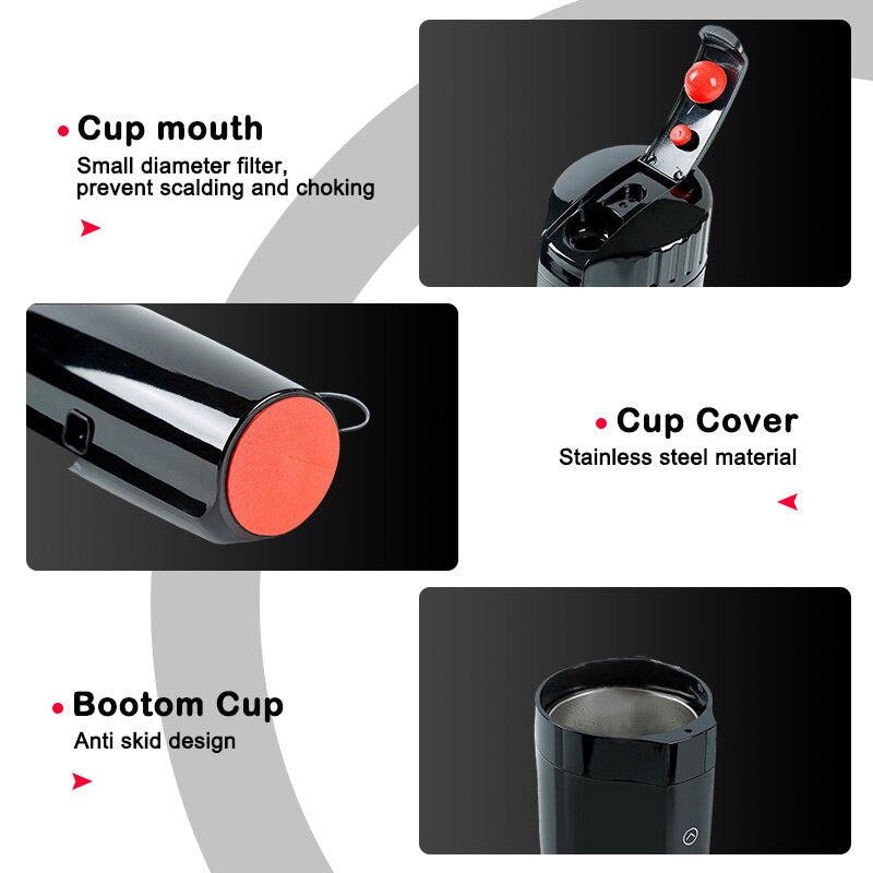 400ML Car Heating Cup Real-time Temperature 12V Heated water Mug Kettle Stainless Steel Travel Electric Coffee Cup With Cable