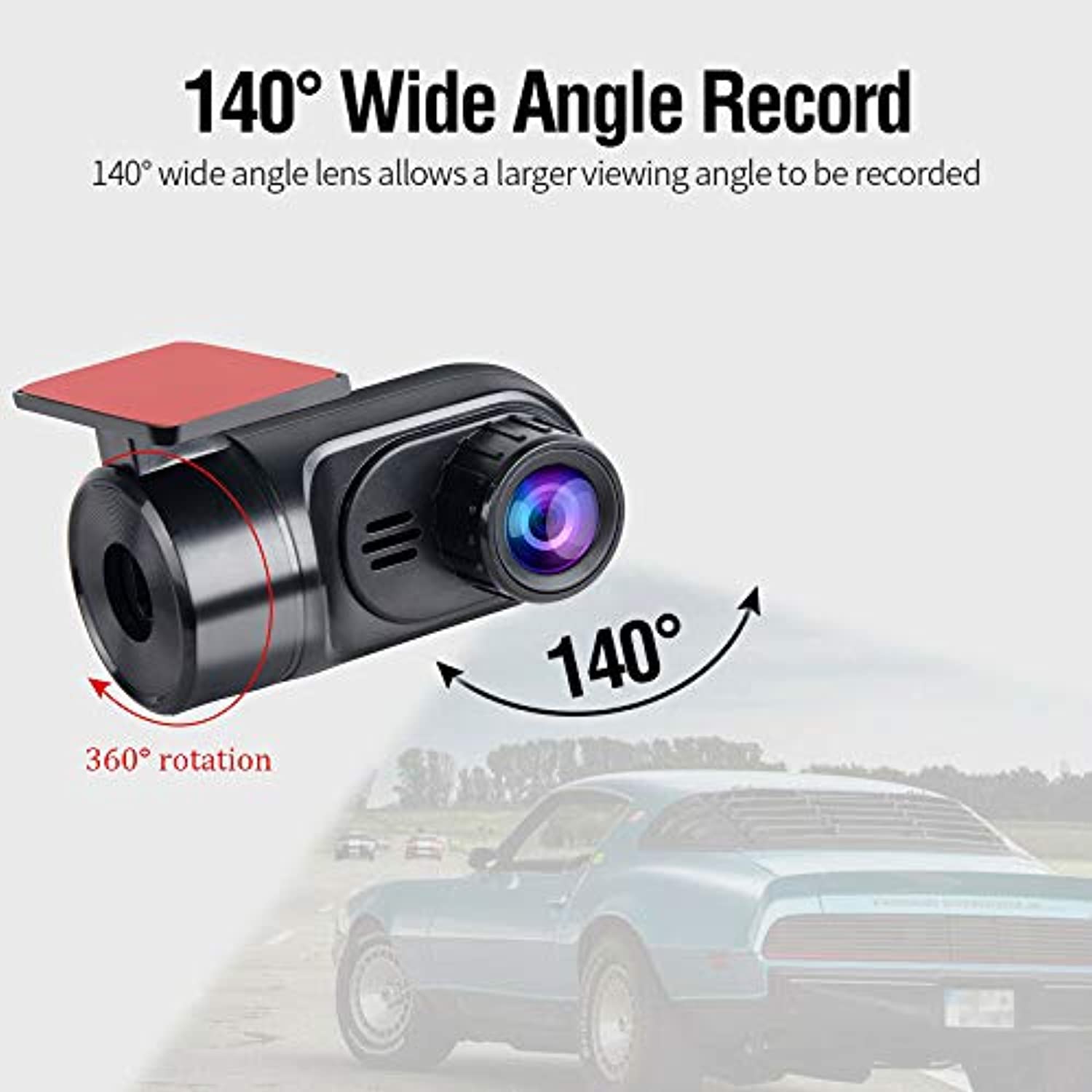 USB Dash Cam, 1080P HD DVR Dual Car Driving Recorder with Loop Recording,  Motion Detection, ADAS Distance Warning Car Recorder for Vehicles