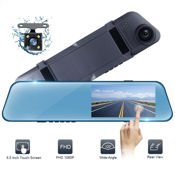 5.18 Inch Touch Sscreen 1080P Car DVR Dash Camera Auto Rearview Mirror Digital Dual Lens Driving Video Recorder Parking Monitor