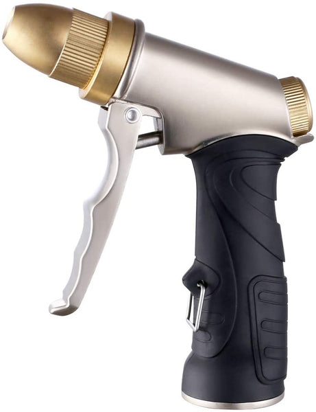 Garden Hose Nozzle Sprayer Gun, Zinc Alloy Gun Body & Full Brass Nozzle, Leak Proof Metal Hand Sprayer, High Pressure Pistol Grip Sprayer in 4 Spraying Modes