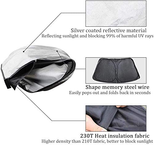 Front Windshield Sunshade Specially Designed to Fit Tesla Model 3/ Model Y, Foldable Sun Shade with a Storage Bag, Tesla Accessories