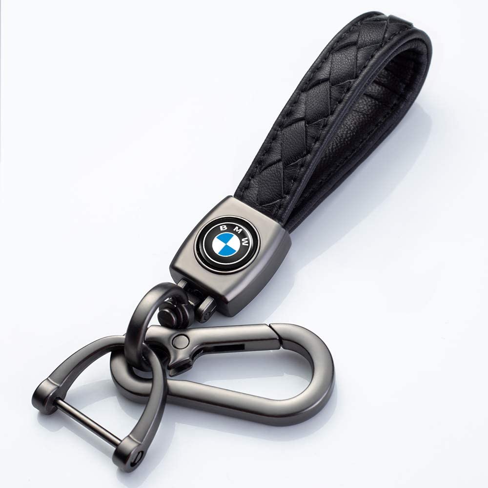 Genuine Leather Car Logo Keychain for BMW