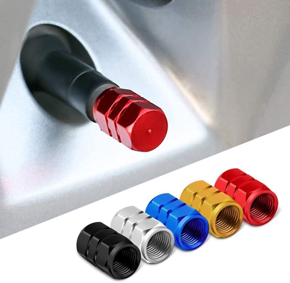 20PCS Tire Valve Caps Universal Stem Covers for Cars, Trucks SUV Motorcycles Bicycle Bike Tire Valve Stem Caps, Black Silver Blue Red Gold Tire Air Caps