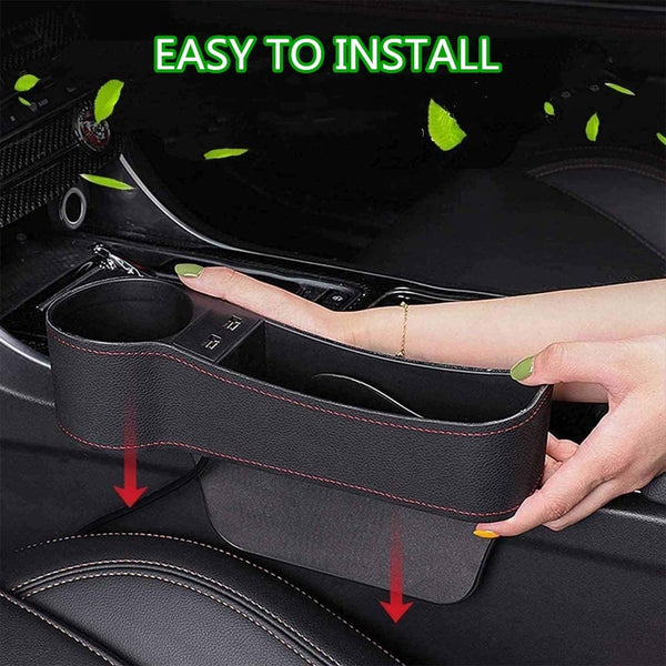 Car Seat Gap Organizer, Multifunctional with Dual USB Charging, Cup Holder