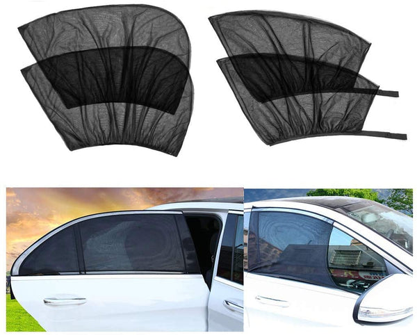 4 Pack Car Window Shades Front and Rear Window Sun Shades Protect Baby & Pets from Harmful UV Anti-Mosquito Universal Fit