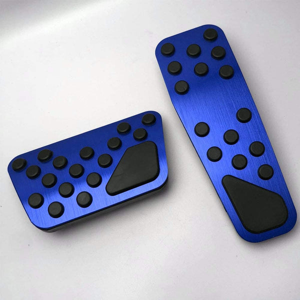 Anti-Slip No Drilling Aluminum Brake and Gas Accelerator Pedal Pad Cover For 2009-2019 Dodge Challenger Charger Chrysler 300 Foot Pedal Pads Kit 2PCS (Blue)