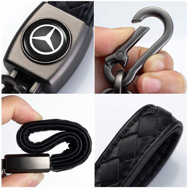 Genuine Leather Car Logo Keychain for BMW