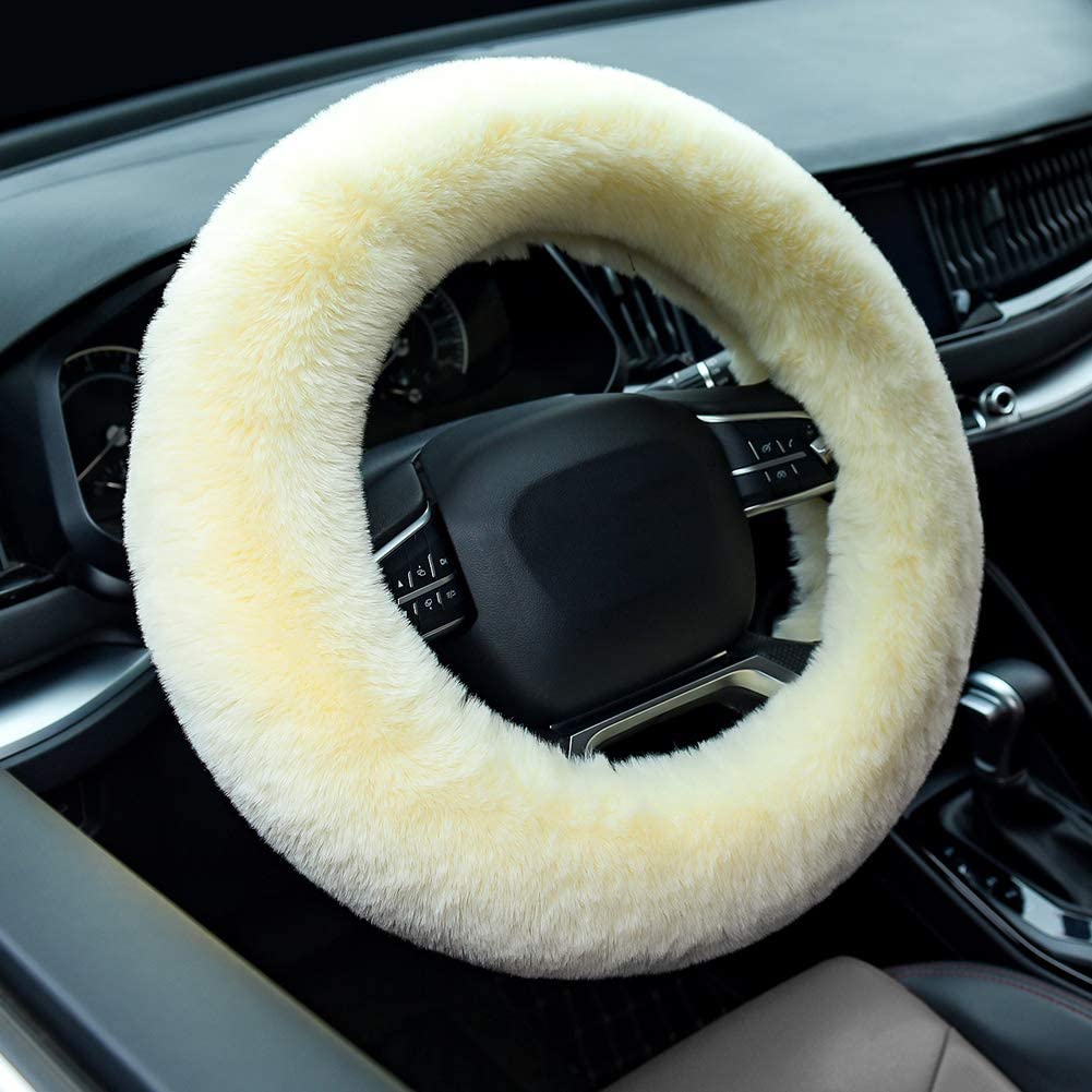 Steering Wheel Covers for Women Fluffy, Faux Rabbit Fur