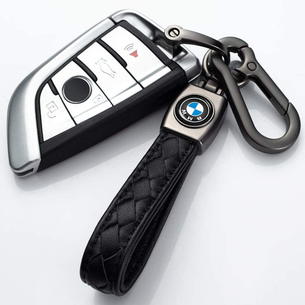 Genuine Leather Car Logo Keychain for BMW