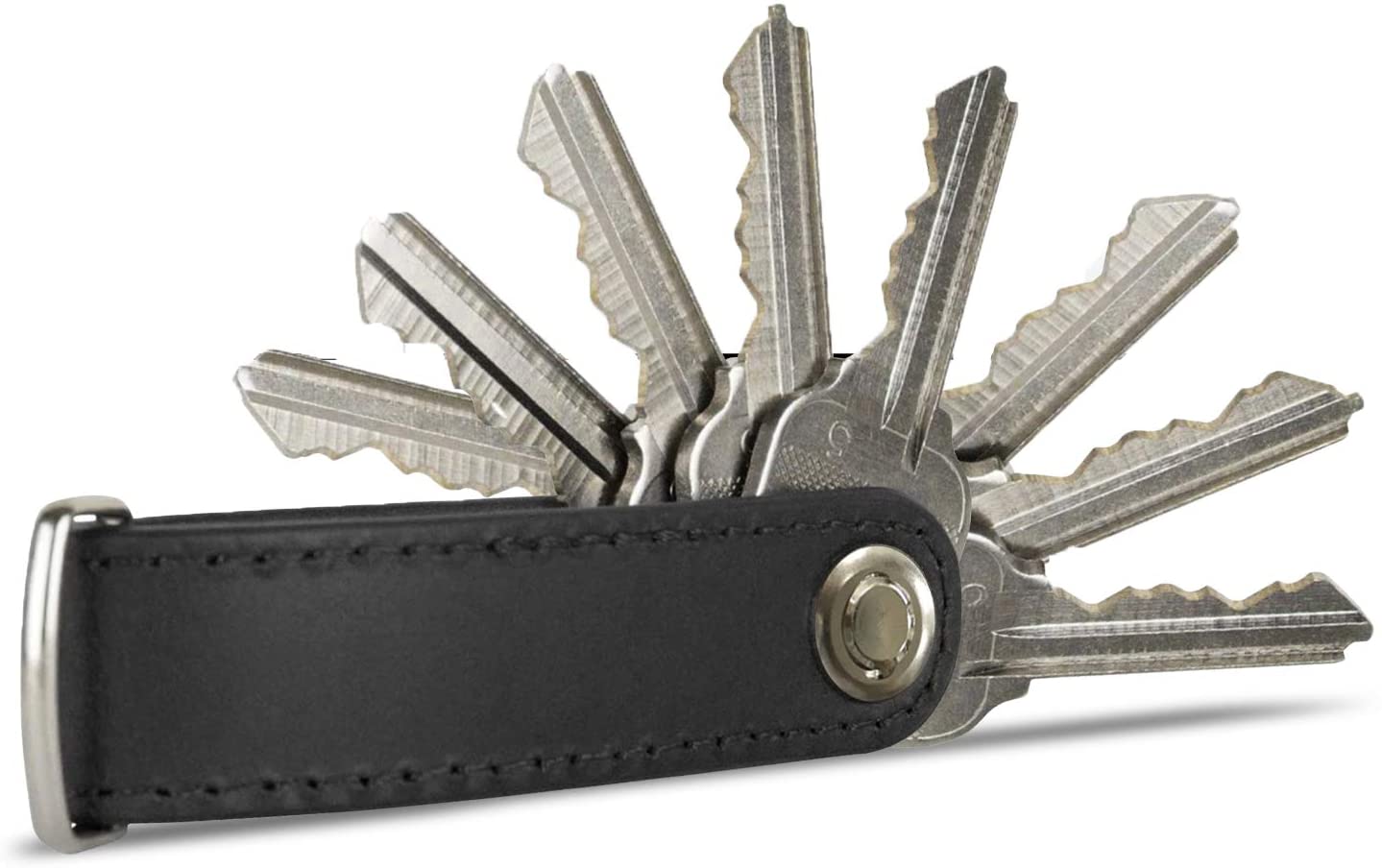 Leather Smart Keychain Organizer and Compact Key Holder, 2 to 8 Keys, Slim Pocket Key Organiser
