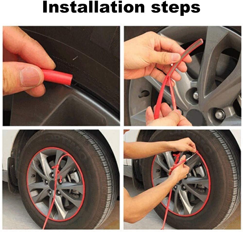 8M Car Wheel Rims Protectors, Wheel Hub Stickers Strip Protector Rubber Seal Protector Car Tire Decorative Trim Rim for Cars Boats