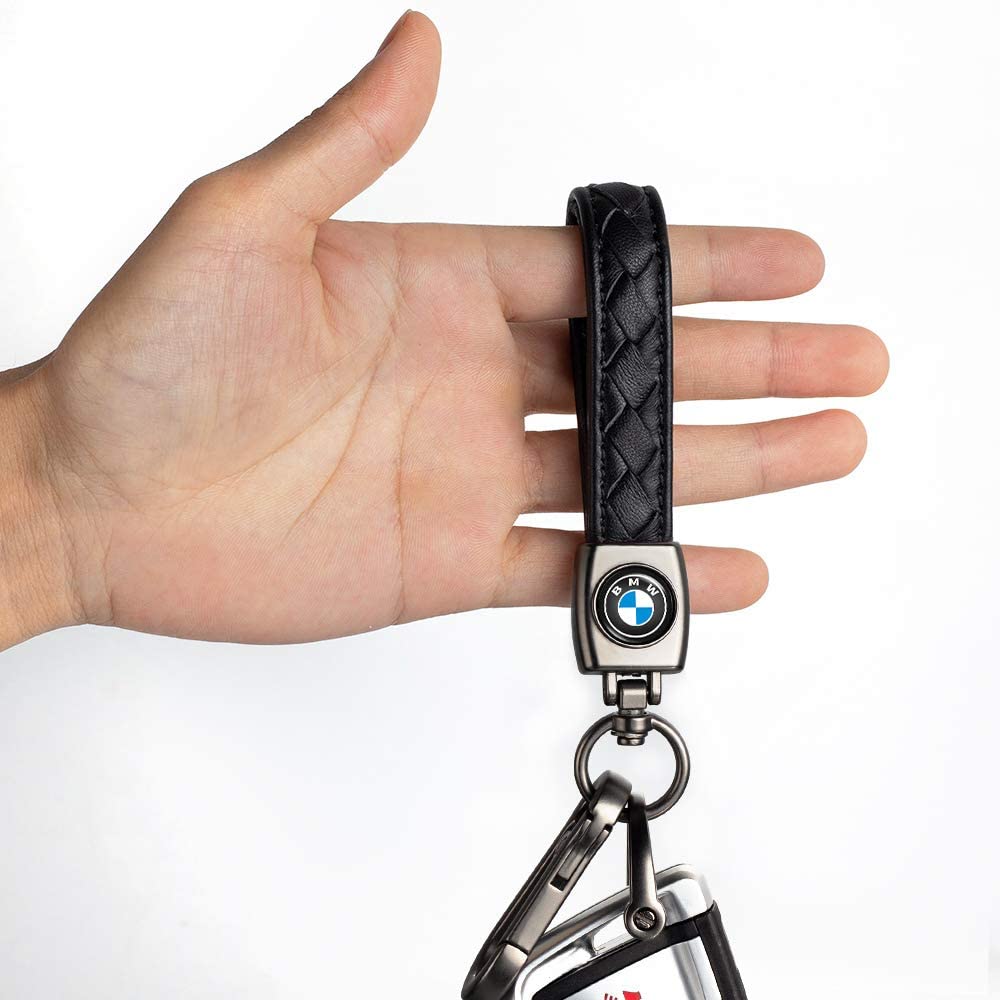 Genuine Leather Car Logo Keychain for BMW