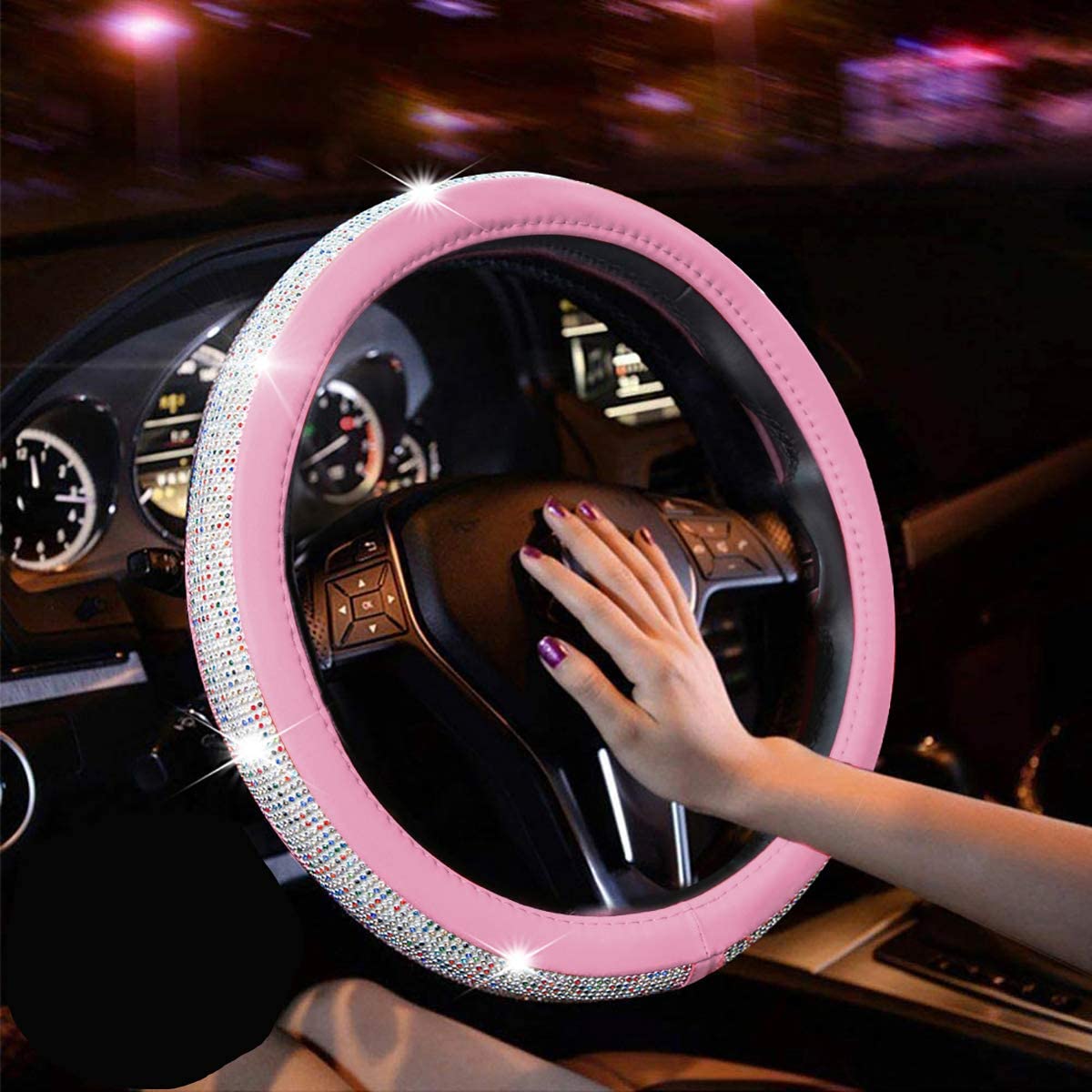 New Diamond Leather Steering Wheel Cover