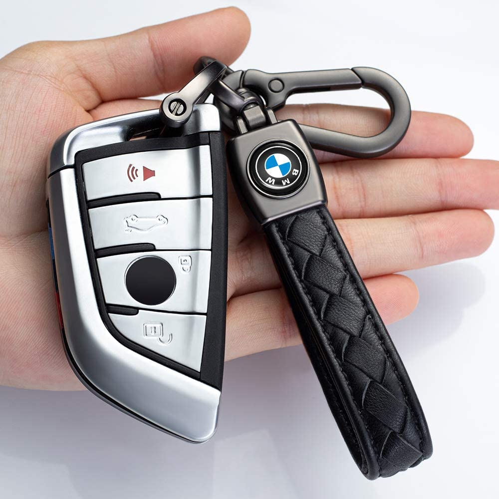 Genuine Leather Car Logo Keychain for BMW