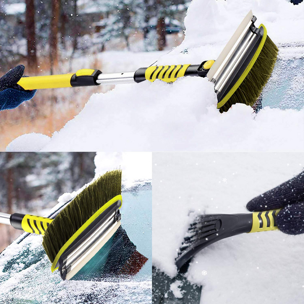 Car Snow Brush with Detachable Ice Scraper and Ergonomic Foam Grip, 34" to 41.5" Extendable Snow Removal Broom for Car Auto SUV Truck Windshield Windows