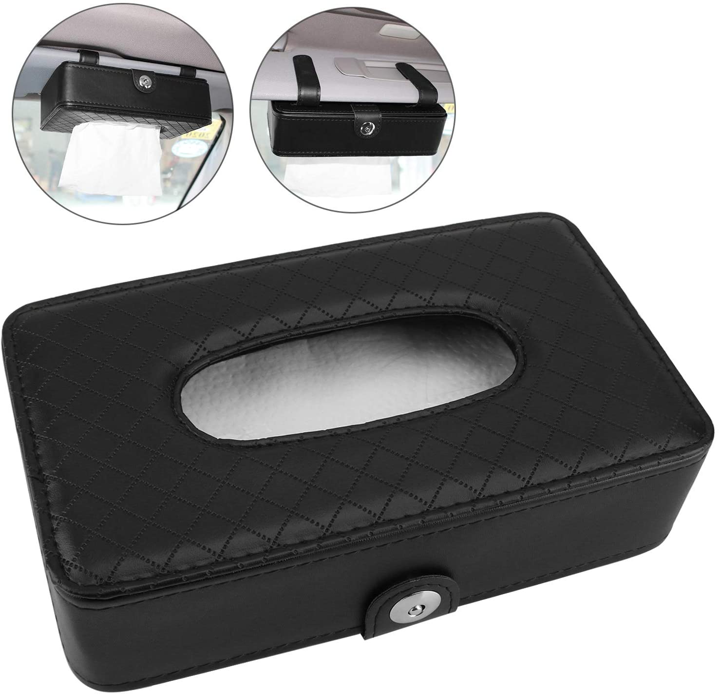 Car Tissue Holder, Car Visor Tissue Holder, Solid Color Auto Tissue Box,  Tissue Case Holder For Car (black)