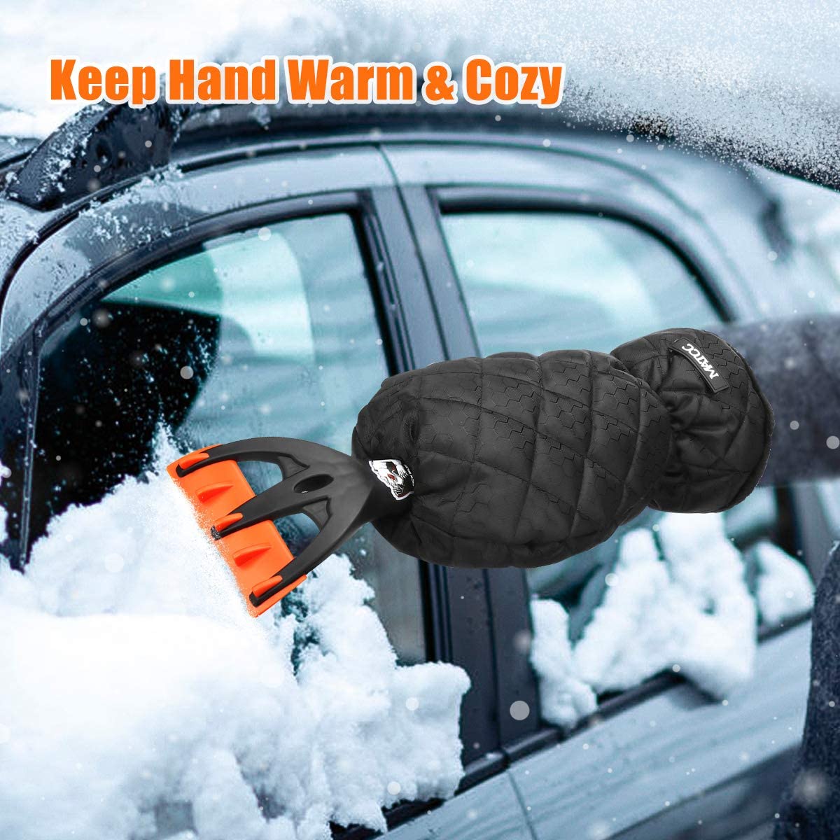 Ice Scraper Glove Snow Frost Remover Warm Hands Fleece Sponge