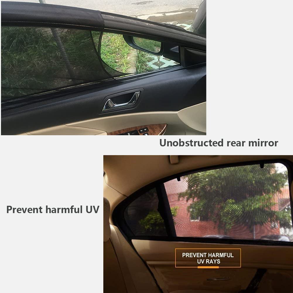 4 Pack Car Window Shades Front and Rear Window Sun Shades Protect Baby & Pets from Harmful UV Anti-Mosquito Universal Fit