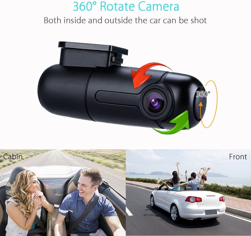 WiFi Mini Dash Cam Car Camera Vehicle Video Driving Recorder 360 Degree Rotatable Lens 1080p 30fps G-Sensor Loop Recording