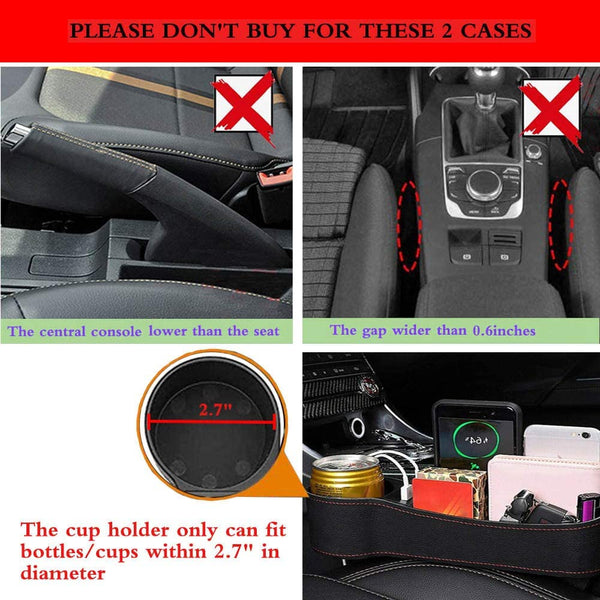 Car Seat Gap Organizer, Multifunctional with Dual USB Charging, Cup Holder