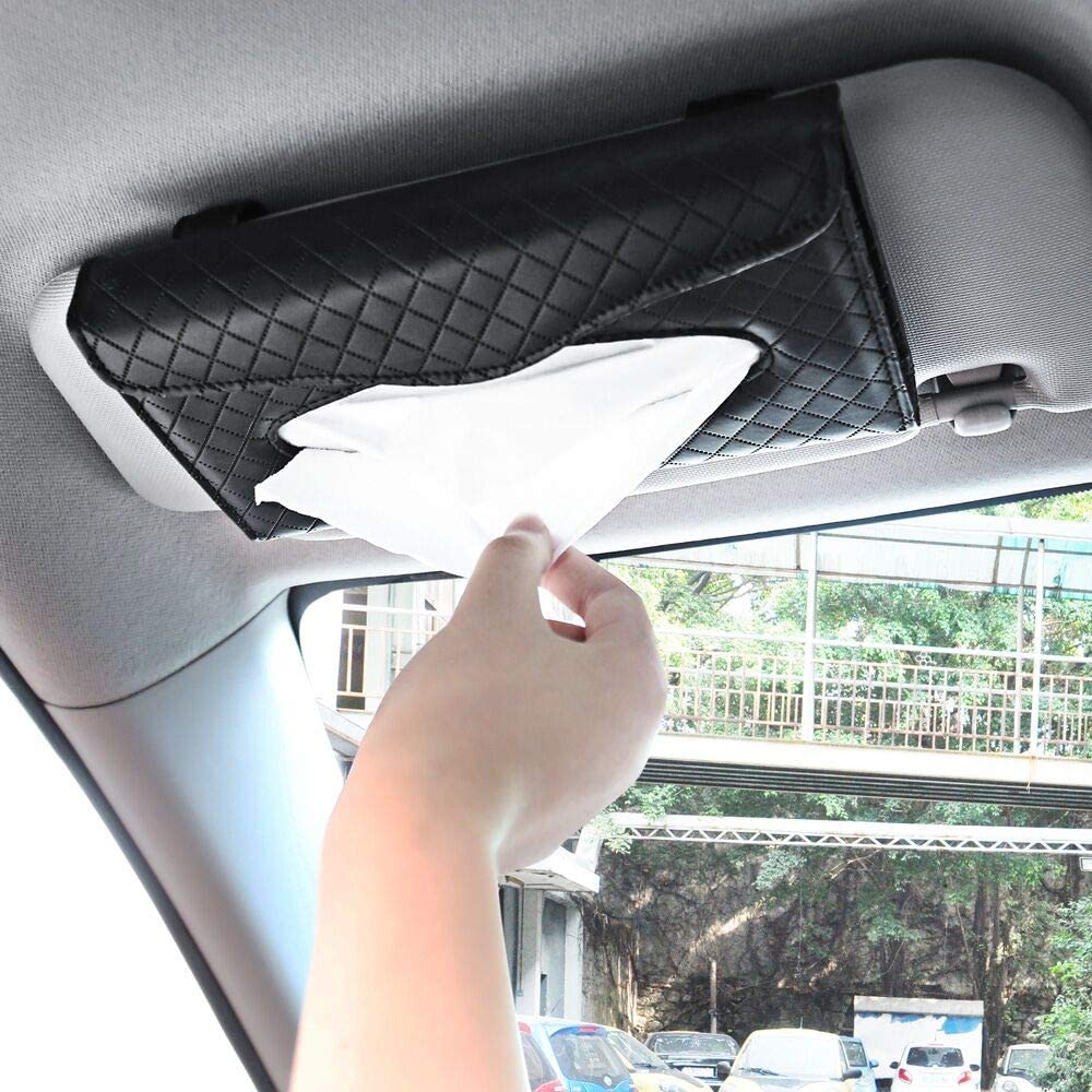 Car Tissue Holder with Extra Car Visor Organizor,  Car Tissue Box Backseat Tissue Case Car Tissue Dispenser