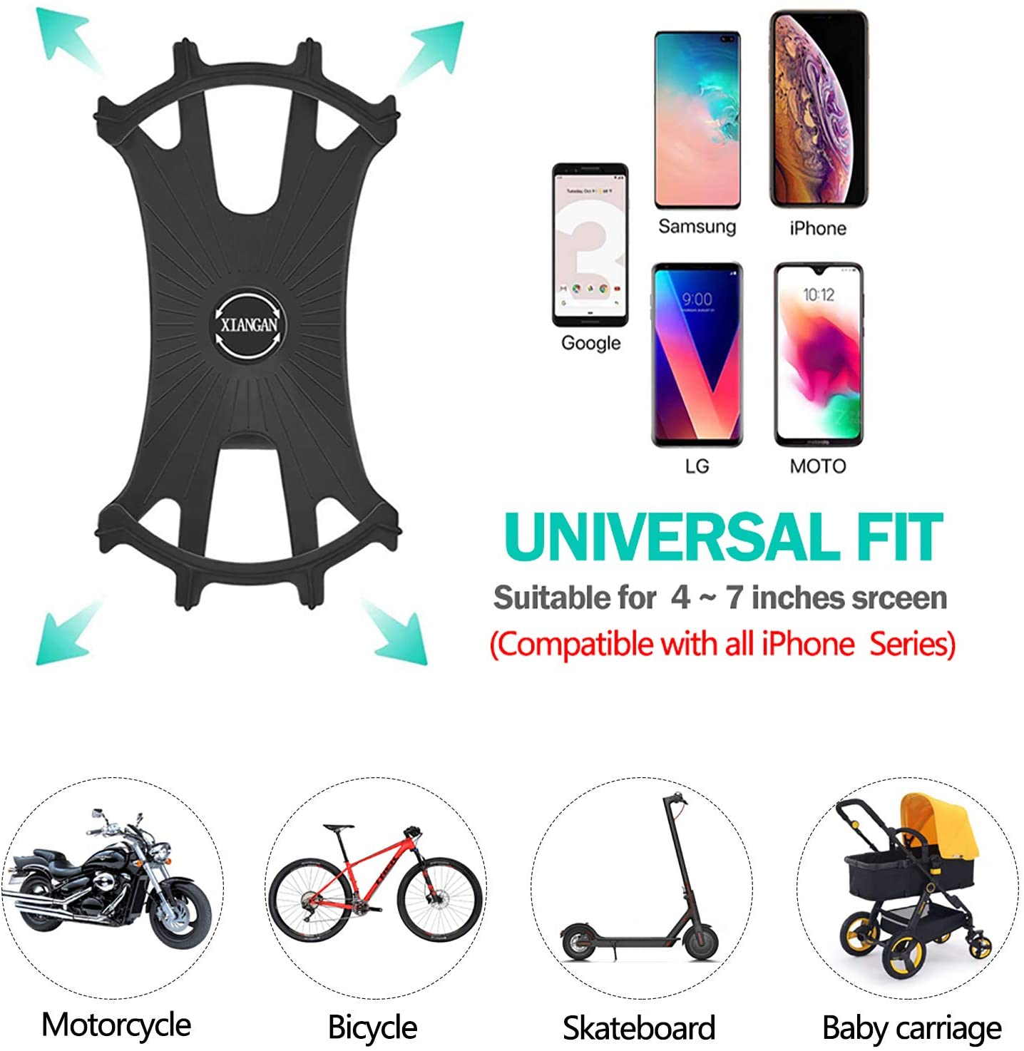 Support Téléphone Vélo, Support Téléphone Moto 360° Rotation, Universel