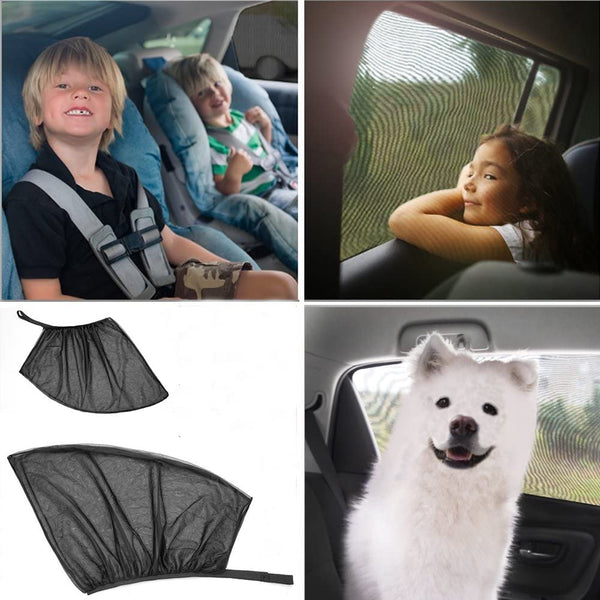 4 Pack Car Window Shades Front and Rear Window Sun Shades Protect Baby & Pets from Harmful UV Anti-Mosquito Universal Fit