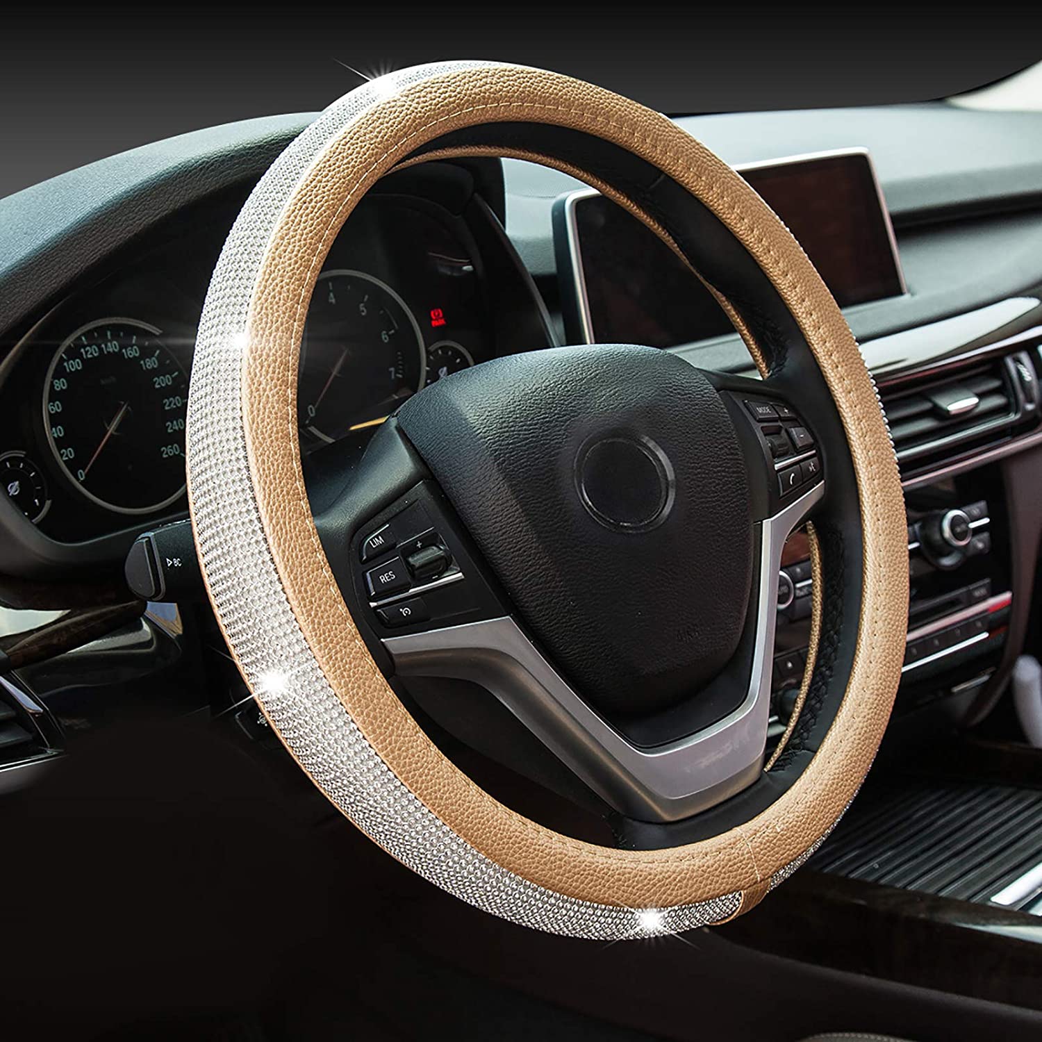 New Diamond Leather Steering Wheel Cover