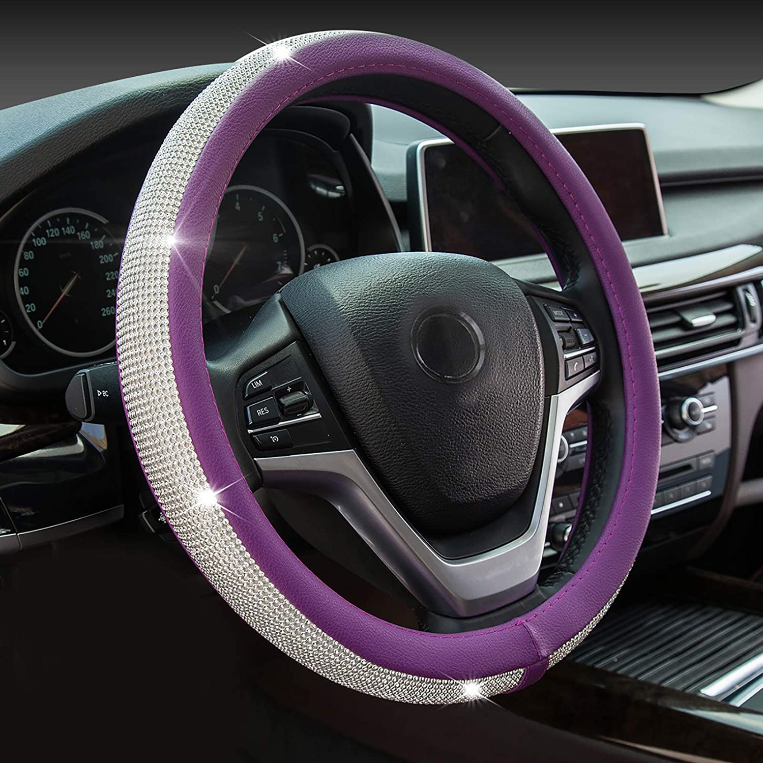 New Diamond Leather Steering Wheel Cover