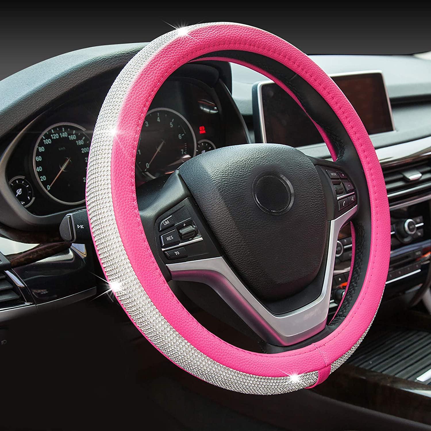 New Diamond Leather Steering Wheel Cover