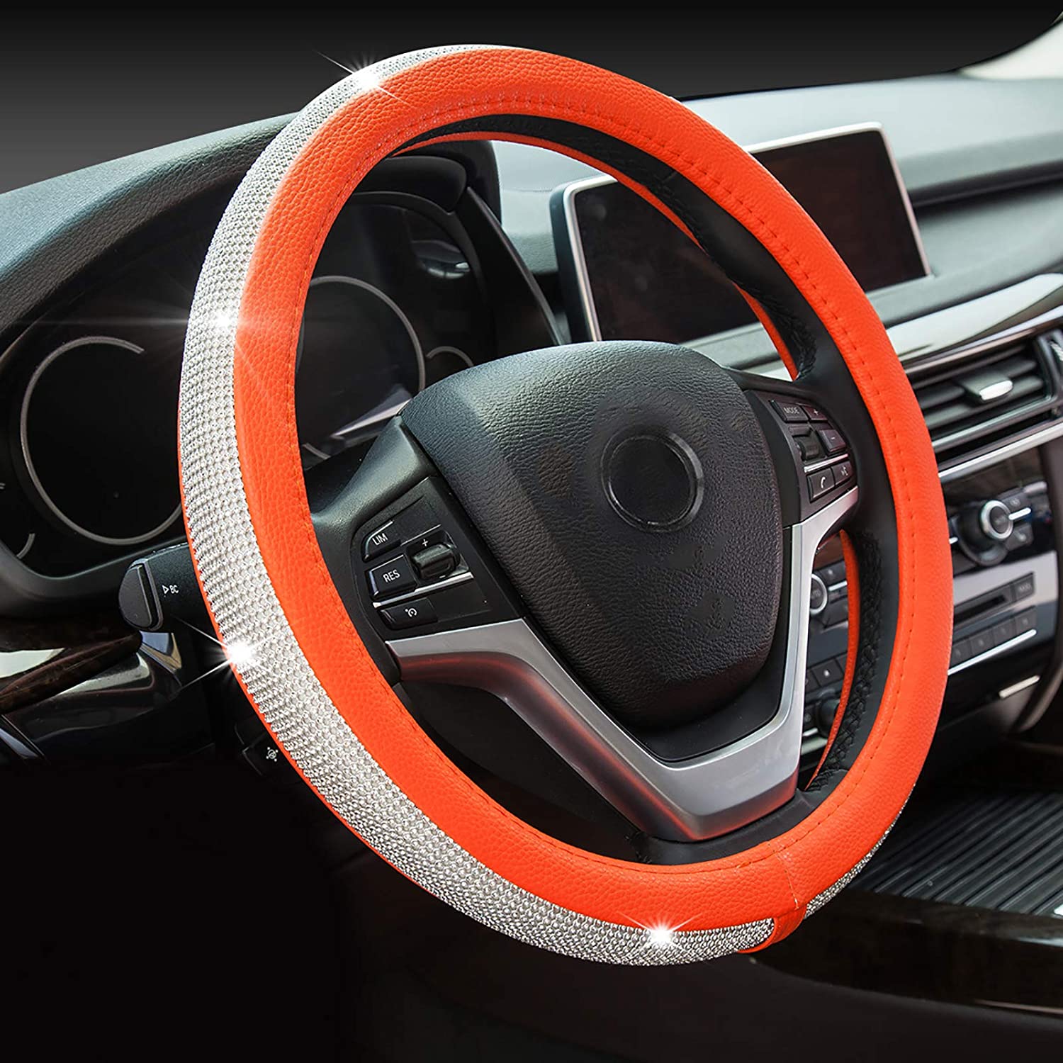 New Diamond Leather Steering Wheel Cover