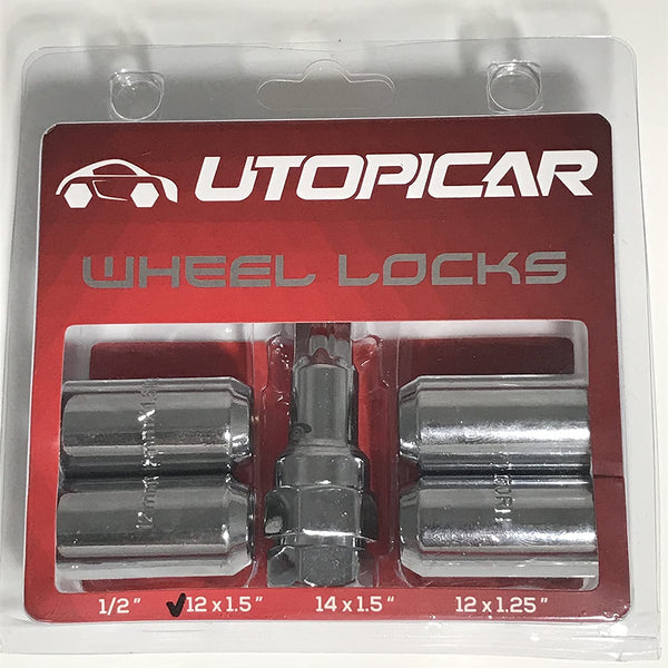 Wheel Locks - 12 x 1.5 – Locking Lug Nuts with Unique Key (Storage Pouch Included)