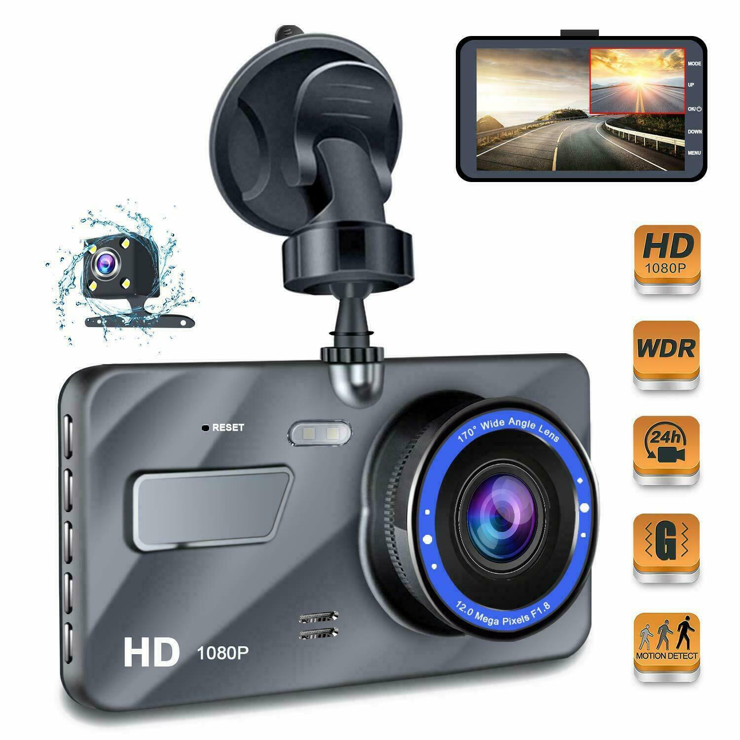Dash Cam For Cars,Front And Inside,1080P Dual Camera With IR Night  Vision,Loop Recording,Car DVR Blackbox With 2 Inch IPS Screen