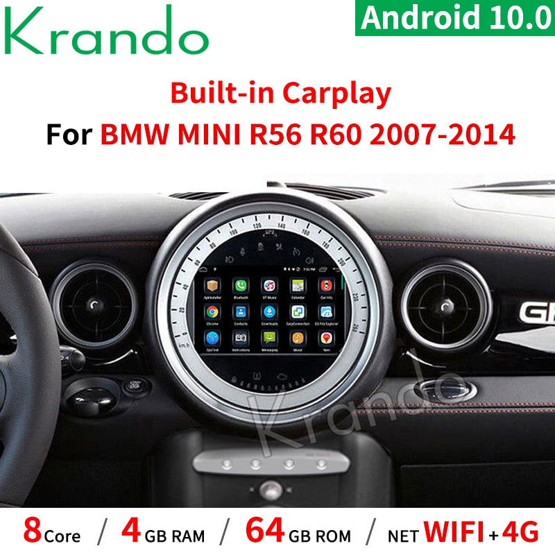 Android 10 Stereo DVD 64G ROM Autoradio GPS Navigation Radio for BMW Mini  Cooper R56 (2006-2013)