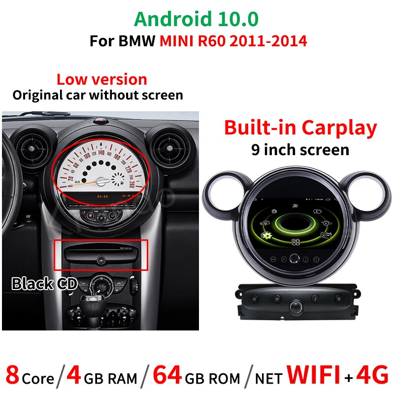 Android 10.0 PX6 Cortex A72 64G ROM Autoradio GPS Navigation Radio for BMW  Mini Cooper R56 2006-2013