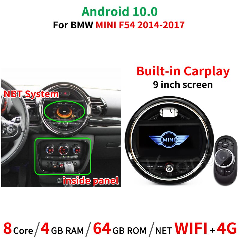 Android Auto Car Radio For BMW Mini Cooper R56 R60 2007-2014 Carplay GPS  Navigation Head Unit Video Player Tape Recorder Stereo