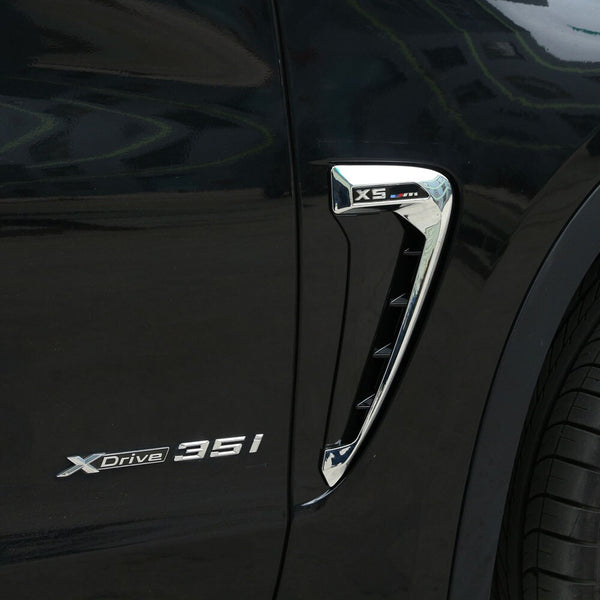 Shark Gills 3D Stickers Side Fender Vent Decoration Car-Styling Auto Accessories For BMW Xdrive Emblem Logo X5 F15 X5M F85 LOGO