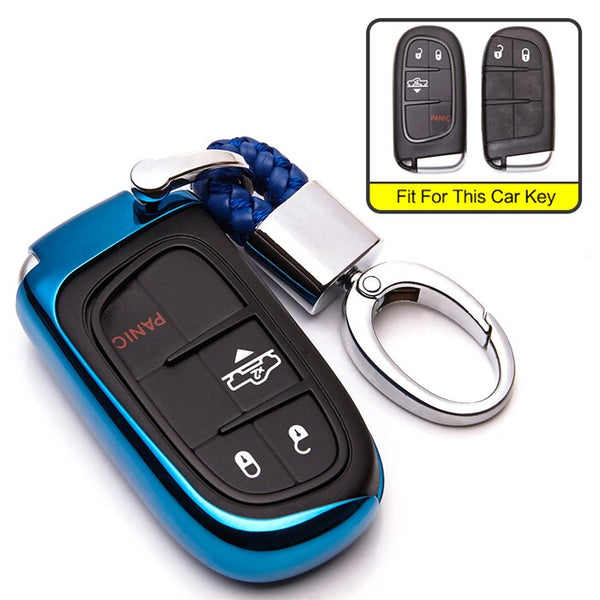 Soft TPU Car Accessories Car Key Case Fob Cover for Dodge Ram 1500 Journey Caliber Challenger Charger Nitro Keyring Chain